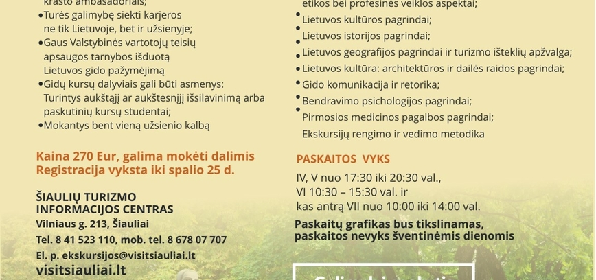 Kviečiame registruotis į gidų kursus