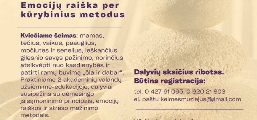 Užsiėmimas-edukacija „Dėmesingo įsisąmoninimo dirbtuvės: emocijų raiška per kūrybinius metodus“ 