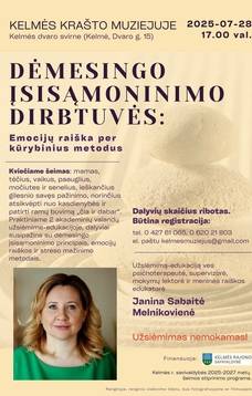 Užsiėmimas-edukacija „Dėmesingo įsisąmoninimo dirbtuvės: emocijų raiška per kūrybinius metodus“ 