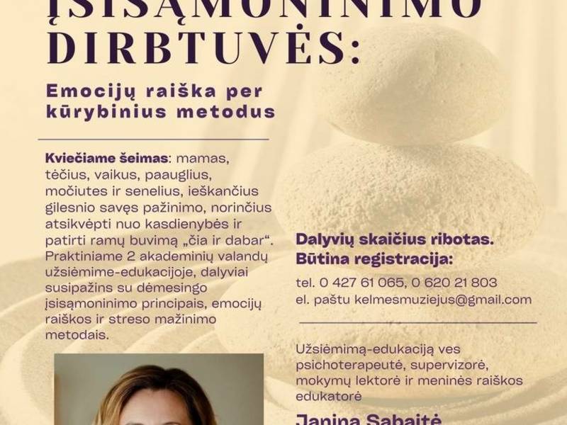 Užsiėmimas-edukacija „Dėmesingo įsisąmoninimo dirbtuvės: emocijų raiška per kūrybinius metodus“ 