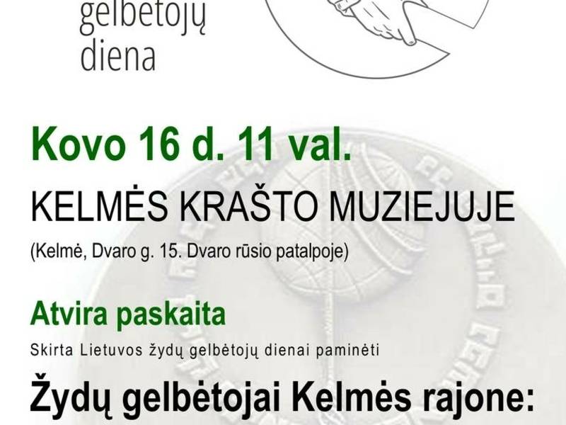 Atvira paskaita „Žydų gelbėtojai Kelmės rajone: istoriniai liudijimai“